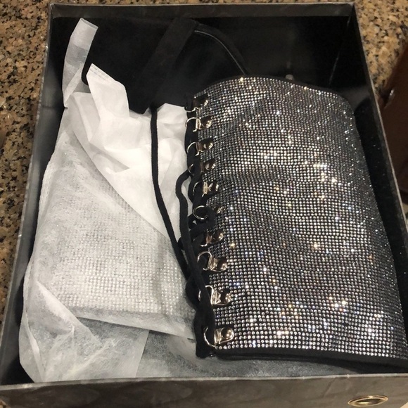 SANDALS boot hybrid , lace up rhinestone crystals, suede fabric. - Picture 7 of 7